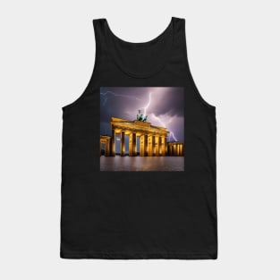 Iconic World Landmarks During A Thunderstorm: Brandenburg Gate Berlin Tank Top